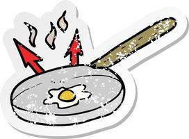 retro distressed sticker of a cartoon frying pan vector