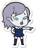 sticker of a cute cartoon vampire girl vector