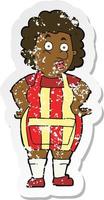 retro distressed sticker of a cartoon woman in kitchen apron vector