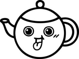 line drawing cartoon tea pot vector