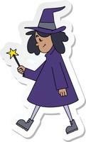 sticker of a quirky hand drawn cartoon witch vector
