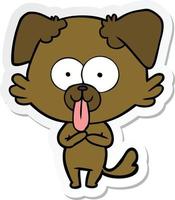 sticker of a cartoon dog with tongue sticking out vector