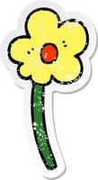 distressed sticker of a cartoon flower vector