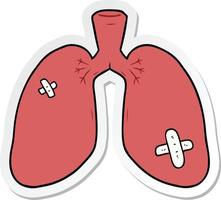 pegatina de una caricatura de pulmones reparados vector