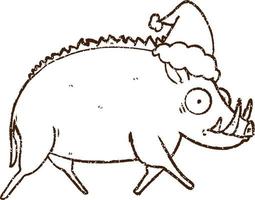 Christmas Boar Charcoal Drawing vector