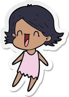 sticker of a cartoon happy woman vector