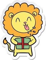 sticker of a happy cartoon lion vector