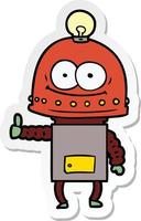 sticker of a happy carton robot with light bulb vector