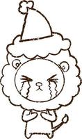 Christmas Lion Charcoal Drawing vector