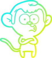 cold gradient line drawing cartoon surprised monkey vector