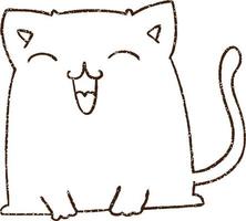 dibujo al carboncillo de un gato feliz vector