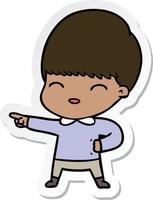sticker of a happy cartoon boy vector