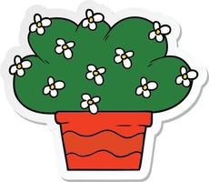 sticker of a cartoon plant vector