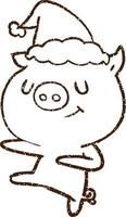 Christmas Pig Charcoal Drawing vector