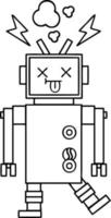 line drawing cartoon robot malfunction vector