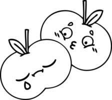 line drawing cartoon apples vector