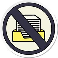 sticker of a cute cartoon paper ban sign vector