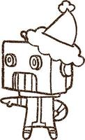 Festive Robot Charcoal Drawing vector