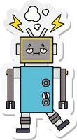 sticker of a cute cartoon malfunctioning robot vector