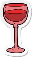 sticker of a cartoon wine glass vector