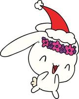 christmas cartoon of kawaii rabbit vector