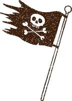 dibujo al carbón de la bandera pirata vector