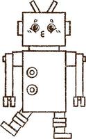 Robot Charcoal Drawing vector