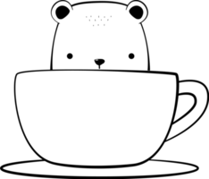 Cute Bear with Coffee Cup Element png