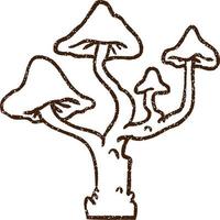 Weird Mushrooms Charcoal Drawing vector