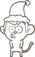 Festive Monkey Charcoal Drawing vector