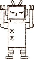 dibujo al carboncillo de un robot vector