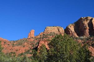 Looking Up from a Deep Red Rock Canyon photo