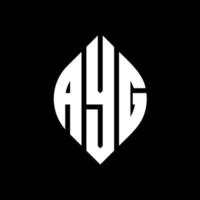 AYG circle letter logo design with circle and ellipse shape. AYG ellipse letters with typographic style. The three initials form a circle logo. AYG Circle Emblem Abstract Monogram Letter Mark Vector. vector