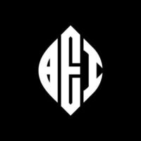 BEI circle letter logo design with circle and ellipse shape. BEI ellipse letters with typographic style. The three initials form a circle logo. BEI Circle Emblem Abstract Monogram Letter Mark Vector. vector