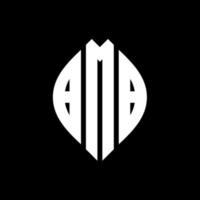 BMB circle letter logo design with circle and ellipse shape. BMB ellipse letters with typographic style. The three initials form a circle logo. BMB Circle Emblem Abstract Monogram Letter Mark Vector. vector