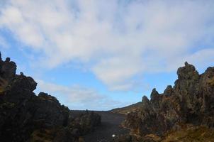 Amazing View of Dritvik Black Sand Beach in Iceland photo