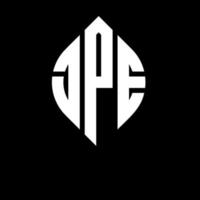 diseño de logotipo de letra de círculo jpe con forma de círculo y elipse. jpe elipse letras con estilo tipográfico. las tres iniciales forman un logo circular. vector de marca de letra de monograma abstracto del emblema del círculo jpe.