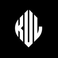 diseño de logotipo de letra de círculo kul con forma de círculo y elipse. kul elipse letras con estilo tipográfico. las tres iniciales forman un logo circular. vector de marca de letra de monograma abstracto del emblema del círculo kul.