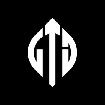 LTJ circle letter logo design with circle and ellipse shape. LTJ ellipse letters with typographic style. The three initials form a circle logo. LTJ Circle Emblem Abstract Monogram Letter Mark Vector. vector