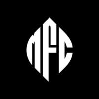 MFC circle letter logo design with circle and ellipse shape. MFC ellipse letters with typographic style. The three initials form a circle logo. MFC Circle Emblem Abstract Monogram Letter Mark Vector. vector