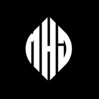 MHJ circle letter logo design with circle and ellipse shape. MHJ ellipse letters with typographic style. The three initials form a circle logo. MHJ Circle Emblem Abstract Monogram Letter Mark Vector. vector