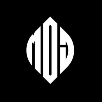 MOJ circle letter logo design with circle and ellipse shape. MOJ ellipse letters with typographic style. The three initials form a circle logo. MOJ Circle Emblem Abstract Monogram Letter Mark Vector. vector