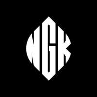 NGK circle letter logo design with circle and ellipse shape. NGK ellipse letters with typographic style. The three initials form a circle logo. NGK Circle Emblem Abstract Monogram Letter Mark Vector. vector