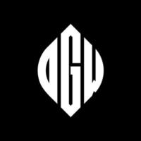 OGW circle letter logo design with circle and ellipse shape. OGW ellipse letters with typographic style. The three initials form a circle logo. OGW Circle Emblem Abstract Monogram Letter Mark Vector. vector