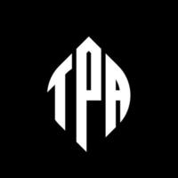 diseño de logotipo de letra de círculo tpa con forma de círculo y elipse. tpa letras elipses con estilo tipográfico. las tres iniciales forman un logo circular. vector de marca de letra de monograma abstracto del emblema del círculo tpa.