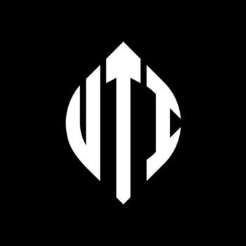 UTI circle letter logo design with circle and ellipse shape. UTI ellipse letters with typographic style. The three initials form a circle logo. UTI Circle Emblem Abstract Monogram Letter Mark Vector. vector