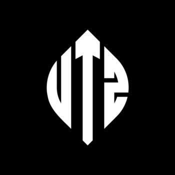 UTZ circle letter logo design with circle and ellipse shape. UTZ ellipse letters with typographic style. The three initials form a circle logo. UTZ Circle Emblem Abstract Monogram Letter Mark Vector. vector