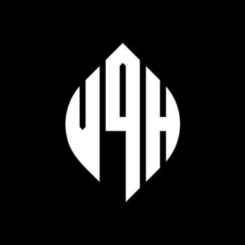 VQH circle letter logo design with circle and ellipse shape. VQH ellipse letters with typographic style. The three initials form a circle logo. VQH Circle Emblem Abstract Monogram Letter Mark Vector. vector