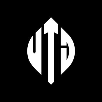 diseño de logotipo de letra de círculo vtj con forma de círculo y elipse. vtj letras elipses con estilo tipográfico. las tres iniciales forman un logo circular. vector de marca de letra de monograma abstracto del emblema del círculo vtj.