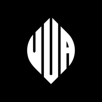 VUA circle letter logo design with circle and ellipse shape. VUA ellipse letters with typographic style. The three initials form a circle logo. VUA Circle Emblem Abstract Monogram Letter Mark Vector. vector